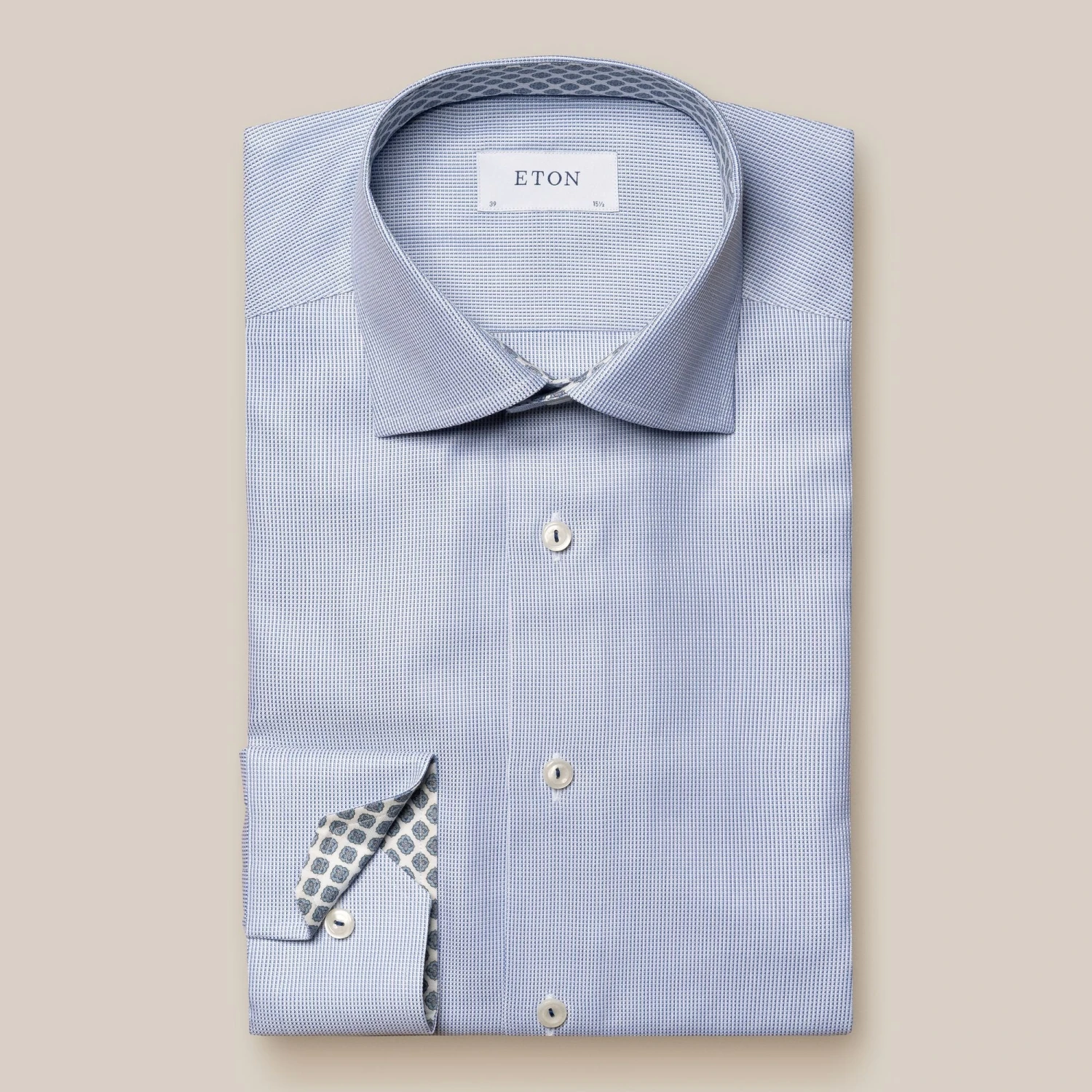 Navy Cotton-Tencel Contrast Trim Contemporary Fit Shirt - ETON 3 Navy Cotton-Tencel Contrast Trim Contemporary Fit Shirt - ETON