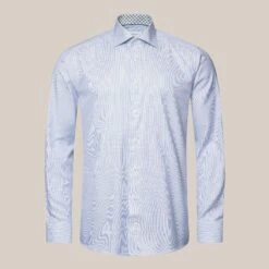 Navy Cotton-Tencel Contrast Trim Contemporary Fit Shirt - ETON 10 Navy Cotton-Tencel Contrast Trim Contemporary Fit Shirt - ETON -ETON Store 12641 a14694436a 6514 27 233 107 4 original