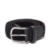 Navy Solid Woven Elastic Belt With Navy Leather Tips - Anderson's 1 Navy Solid Woven Elastic Belt With Navy Leather Tips - Anderson's -ETON Store 1266977 1 zoom