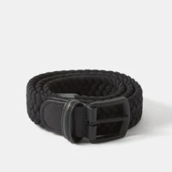 Black Woven Stretch Belt W/ Matte Black Buckle - Anderson's