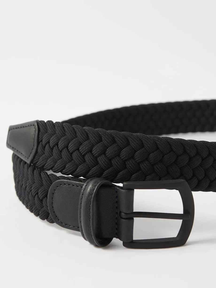 Black Woven Stretch Belt W/ Matte Black Buckle - Anderson's 4 Black Woven Stretch Belt W/ Matte Black Buckle - Anderson's - Image 2