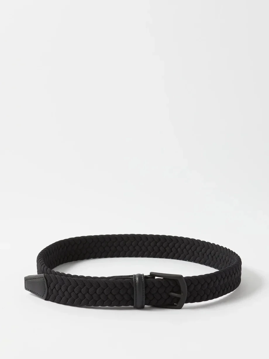 Black Woven Stretch Belt W/ Matte Black Buckle - Anderson's 6 Black Woven Stretch Belt W/ Matte Black Buckle - Anderson's - Image 4