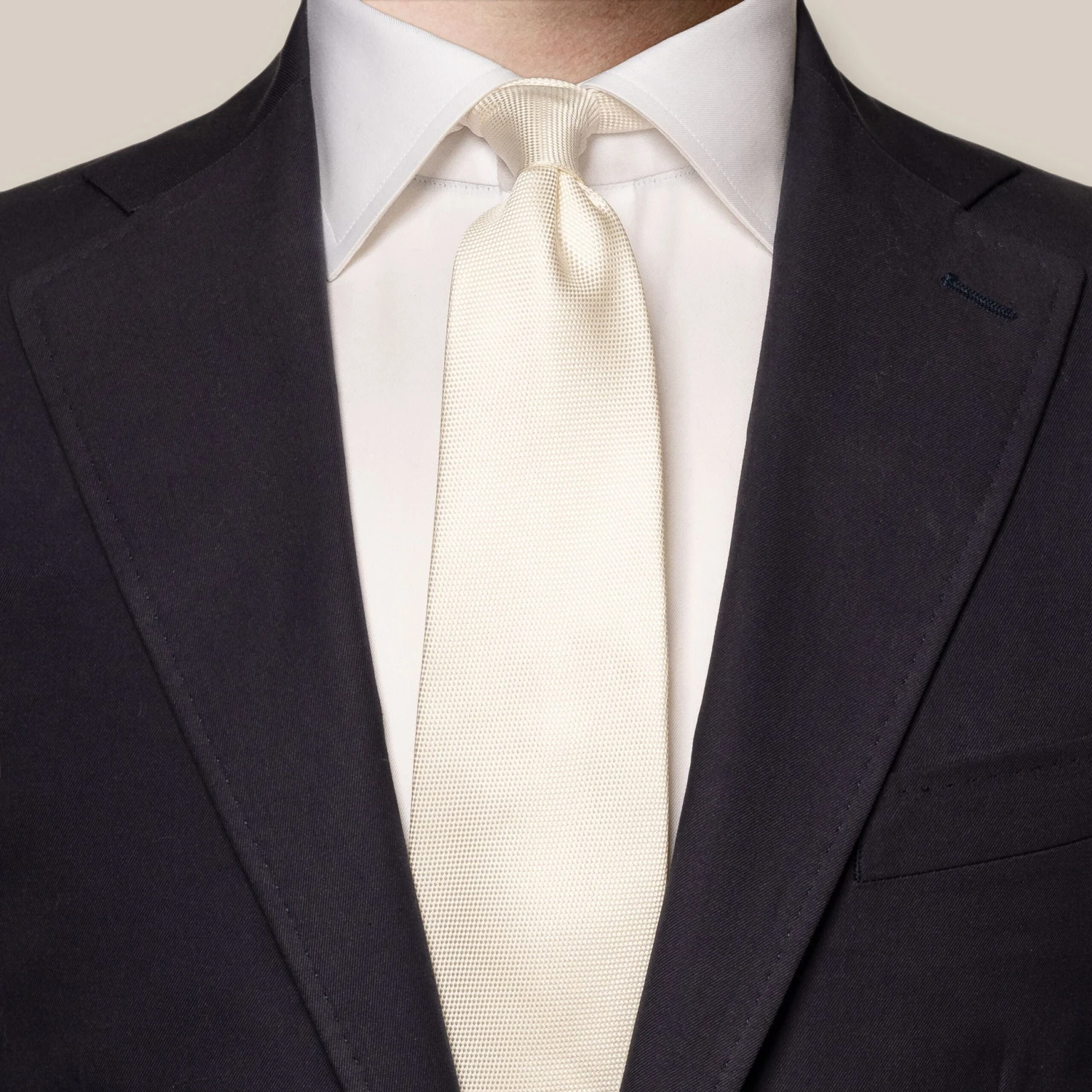 Off-White Basketweave Silk Tie - ETON 4 Off-White Basketweave Silk Tie - ETON - Image 2