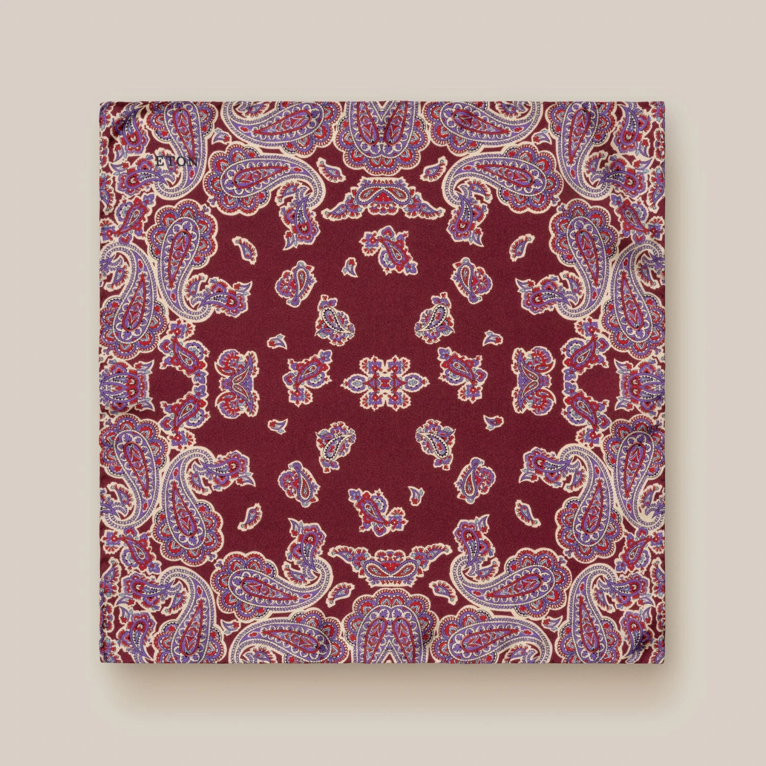 Burgundy & Purple Paisley Silk Pocket Square - ETON 4 Burgundy & Purple Paisley Silk Pocket Square - ETON - Image 2