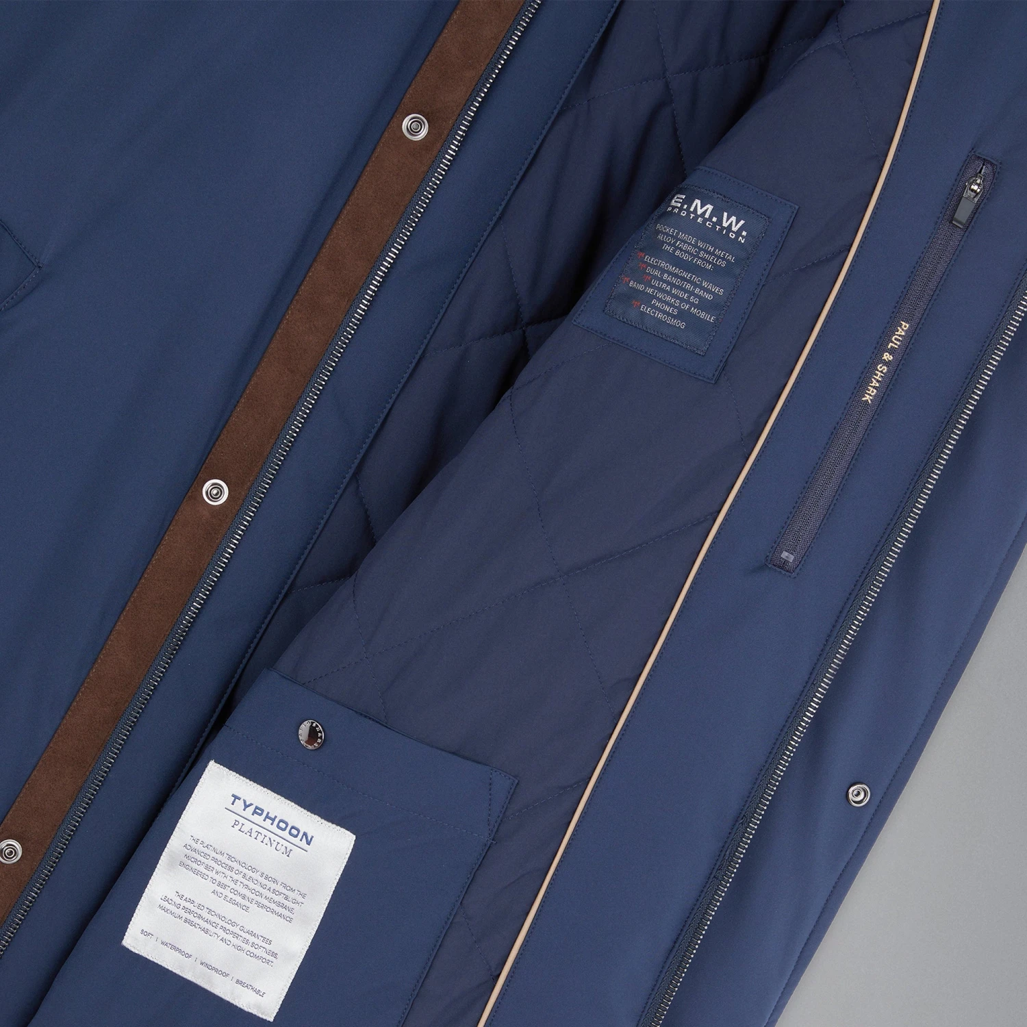 Paul&Shark Navy Typhoon Waterproof Hooded Car-Coat W/ Alcantara Trim - Paul & Shark 15 Paul&Shark Navy Typhoon Waterproof Hooded Car-Coat W/ Alcantara Trim - Paul & Shark - Image 13