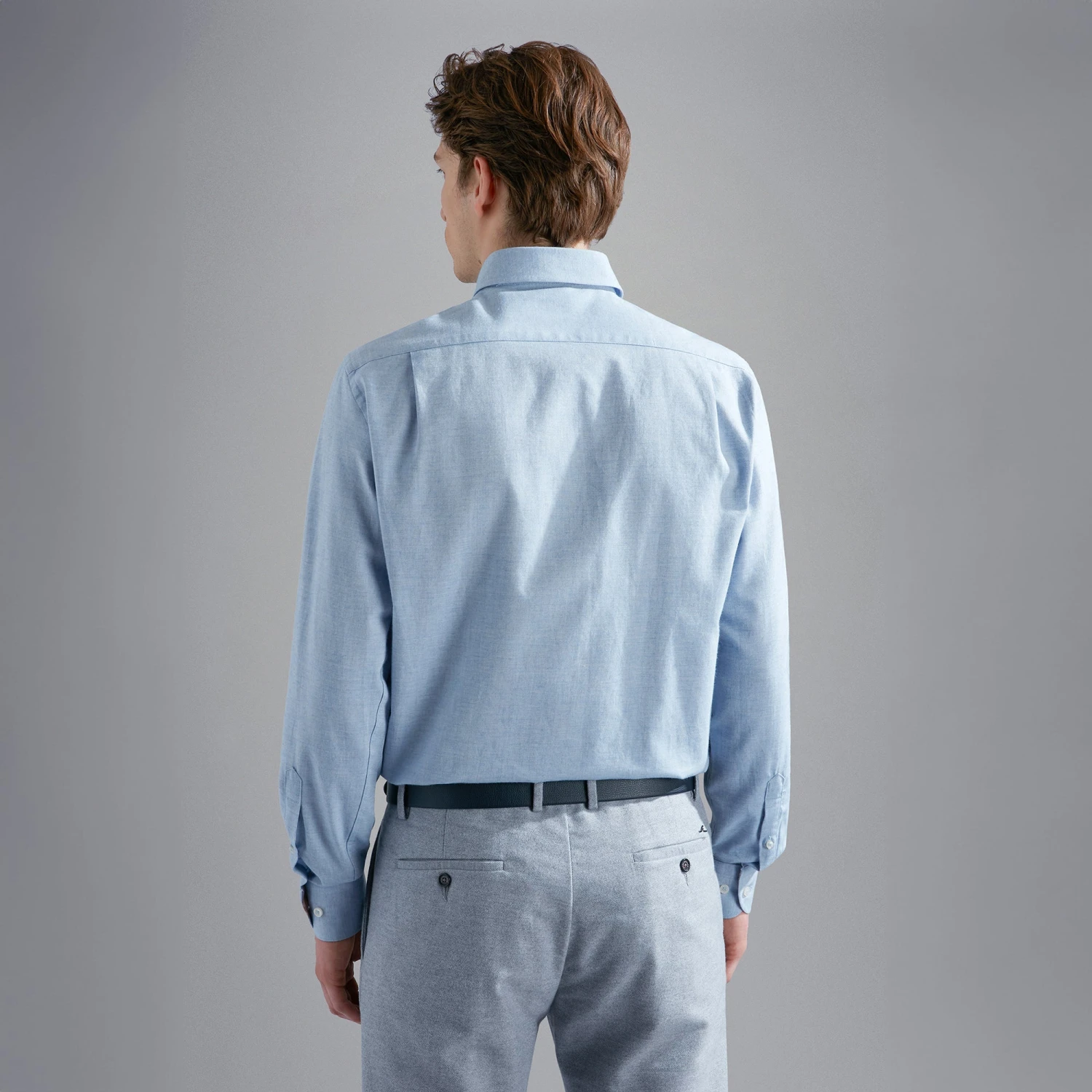 Paul&Shark Light Blue Flannel Cotton Button-Down Shirt W/ Contrast Trim - Paul & Shark 6 Paul&Shark Light Blue Flannel Cotton Button-Down Shirt W/ Contrast Trim - Paul & Shark - Image 4