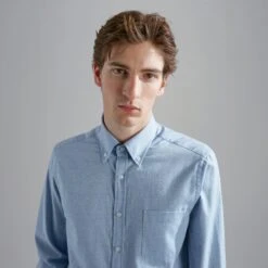 Paul&Shark Light Blue Flannel Cotton Button-Down Shirt W/ Contrast Trim - Paul & Shark 11 Paul&Shark Light Blue Flannel Cotton Button-Down Shirt W/ Contrast Trim - Paul & Shark -ETON Store 14313071 223 II ad