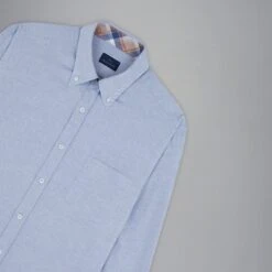 Paul&Shark Light Blue Flannel Cotton Button-Down Shirt W/ Contrast Trim - Paul & Shark 8 Paul&Shark Light Blue Flannel Cotton Button-Down Shirt W/ Contrast Trim - Paul & Shark -ETON Store 14313071 223 d