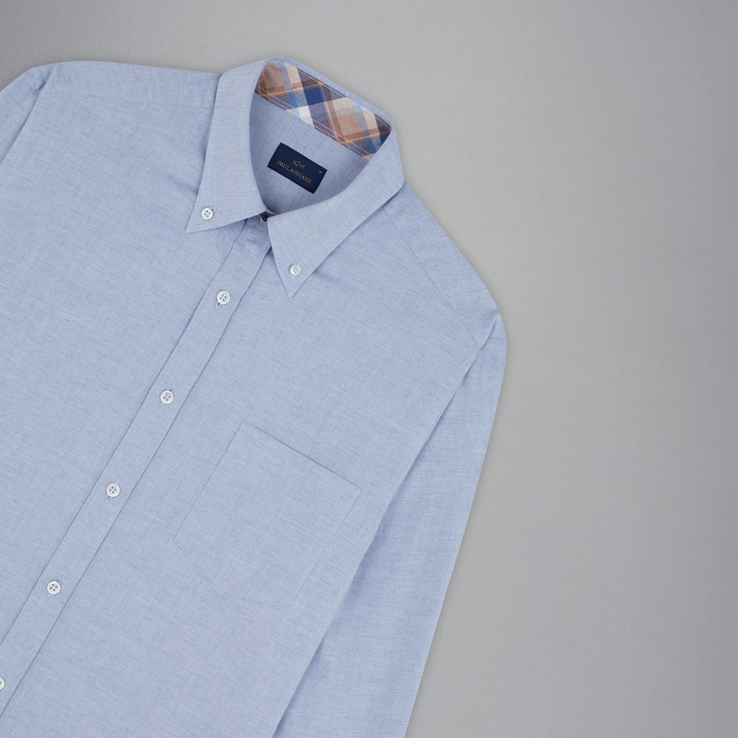 Paul&Shark Light Blue Flannel Cotton Button-Down Shirt W/ Contrast Trim - Paul & Shark 4 Paul&Shark Light Blue Flannel Cotton Button-Down Shirt W/ Contrast Trim - Paul & Shark - Image 2