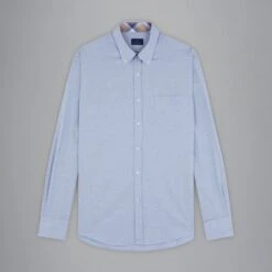 Paul&Shark Light Blue Flannel Cotton Button-Down Shirt W/ Contrast Trim - Paul & Shark