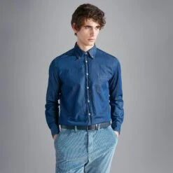 Paul&Shark Dark Blue Denim Chambray Cotton Casual Shirt - Paul & Shark 15 Paul&Shark Dark Blue Denim Chambray Cotton Casual Shirt - Paul & Shark -ETON Store 14313174 001 II af
