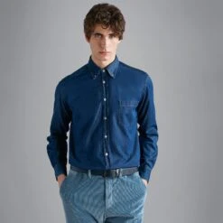 Paul&Shark Dark Blue Denim Chambray Cotton Casual Shirt - Paul & Shark 14 Paul&Shark Dark Blue Denim Chambray Cotton Casual Shirt - Paul & Shark -ETON Store 14313174 001 III af
