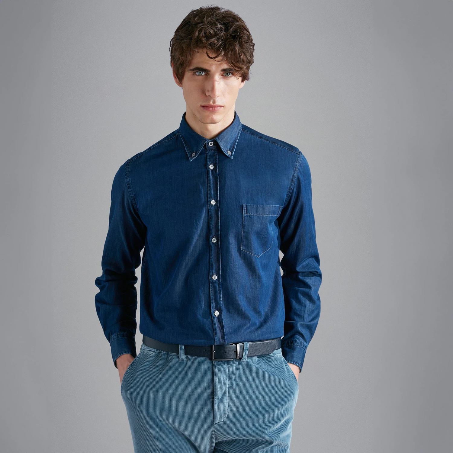 Paul&Shark Dark Blue Denim Chambray Cotton Casual Shirt - Paul & Shark 7 Paul&Shark Dark Blue Denim Chambray Cotton Casual Shirt - Paul & Shark - Image 5