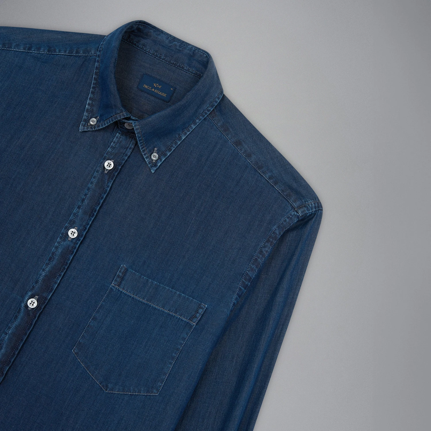 Paul&Shark Dark Blue Denim Chambray Cotton Casual Shirt - Paul & Shark 4 Paul&Shark Dark Blue Denim Chambray Cotton Casual Shirt - Paul & Shark - Image 2