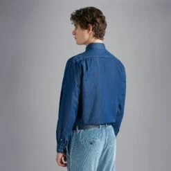 Paul&Shark Dark Blue Denim Chambray Cotton Casual Shirt - Paul & Shark 17 Paul&Shark Dark Blue Denim Chambray Cotton Casual Shirt - Paul & Shark -ETON Store 14313174 001 ab