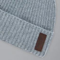 Paul&Shark Gray Ribbed Knit Re-Wool Beanie With Sueded Leather Badge - Paul & Shark 7 Paul&Shark Gray Ribbed Knit Re-Wool Beanie With Sueded Leather Badge - Paul & Shark -ETON Store 14317151 064 d