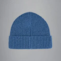 Paul&Shark Blue Ribbed Knit Re-Wool Beanie With Sueded Leather Badge - Paul & Shark 6 Paul&Shark Blue Ribbed Knit Re-Wool Beanie With Sueded Leather Badge - Paul & Shark -ETON Store 14317151 740 b