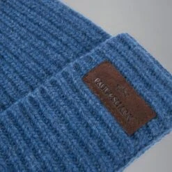 Paul&Shark Blue Ribbed Knit Re-Wool Beanie With Sueded Leather Badge - Paul & Shark 7 Paul&Shark Blue Ribbed Knit Re-Wool Beanie With Sueded Leather Badge - Paul & Shark -ETON Store 14317151 740 d