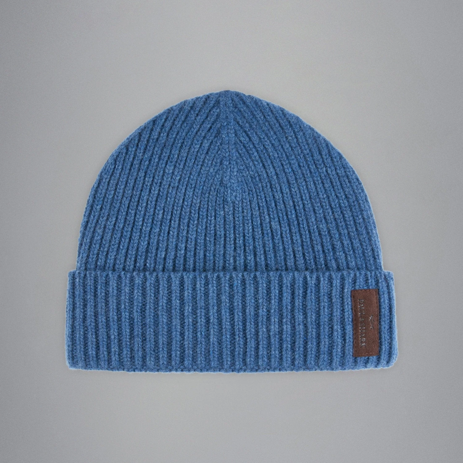 Paul&Shark Blue Ribbed Knit Re-Wool Beanie With Sueded Leather Badge - Paul & Shark 3 Paul&Shark Blue Ribbed Knit Re-Wool Beanie With Sueded Leather Badge - Paul & Shark