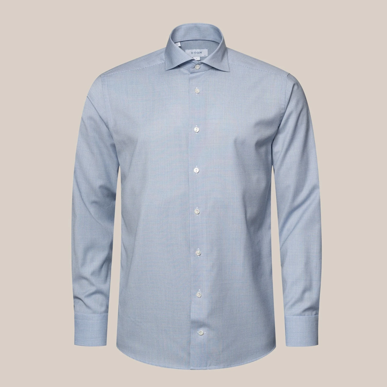 Light Blue Houndstooth Merino Wool Slim Fit Shirt - ETON 4 Light Blue Houndstooth Merino Wool Slim Fit Shirt - ETON - Image 2