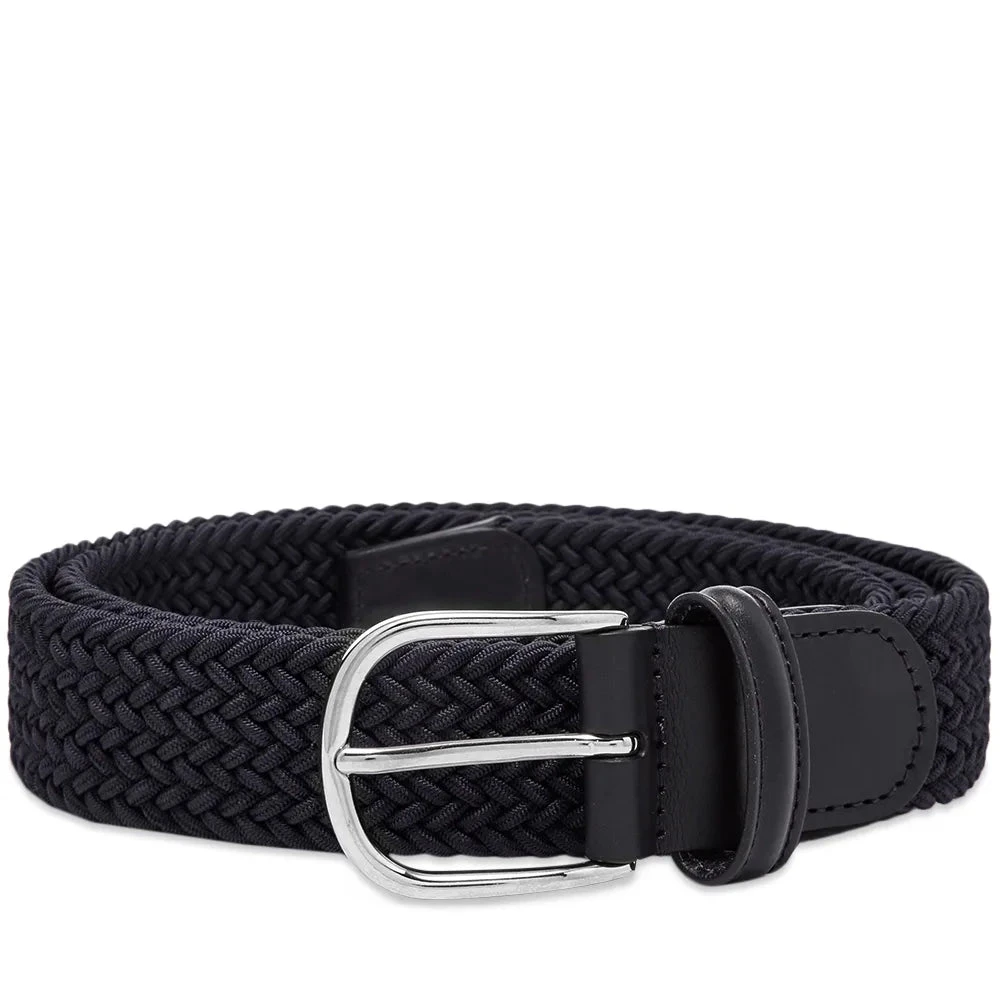 Navy Solid Woven Elastic Belt - Anderson's 7 Navy Solid Woven Elastic Belt - Anderson's - Image 5