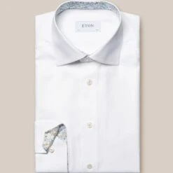 White Solid Oxford Cotton-Tencel Slim Fit Shirt - ETON