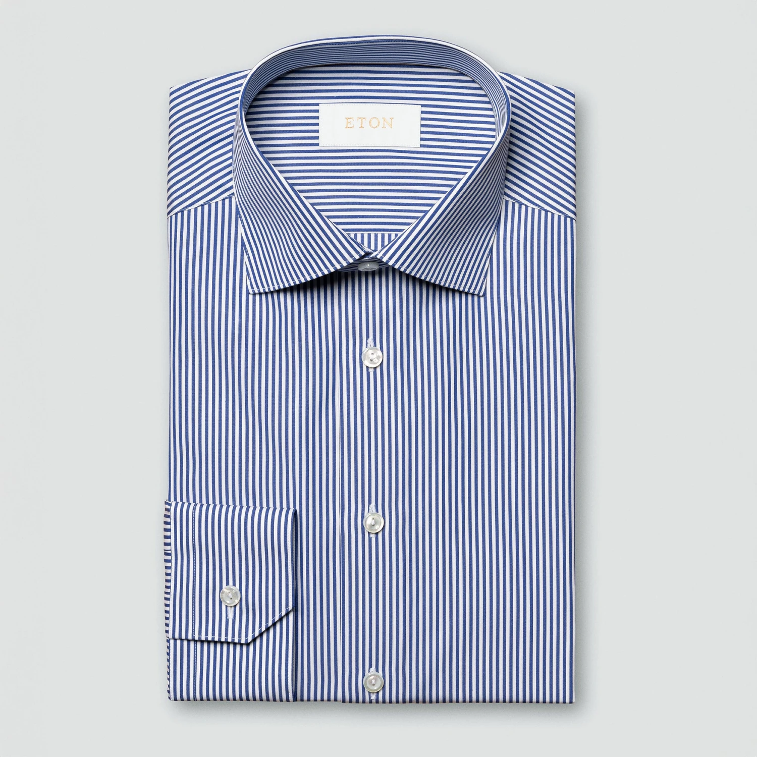 Dark Blue Bengal Stripe Elevated Poplin Slim Fit Shirt - ETON 3 Dark Blue Bengal Stripe Elevated Poplin Slim Fit Shirt - ETON
