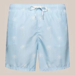 Light Blue Palm Tree Motif Swim Shorts - ETON
