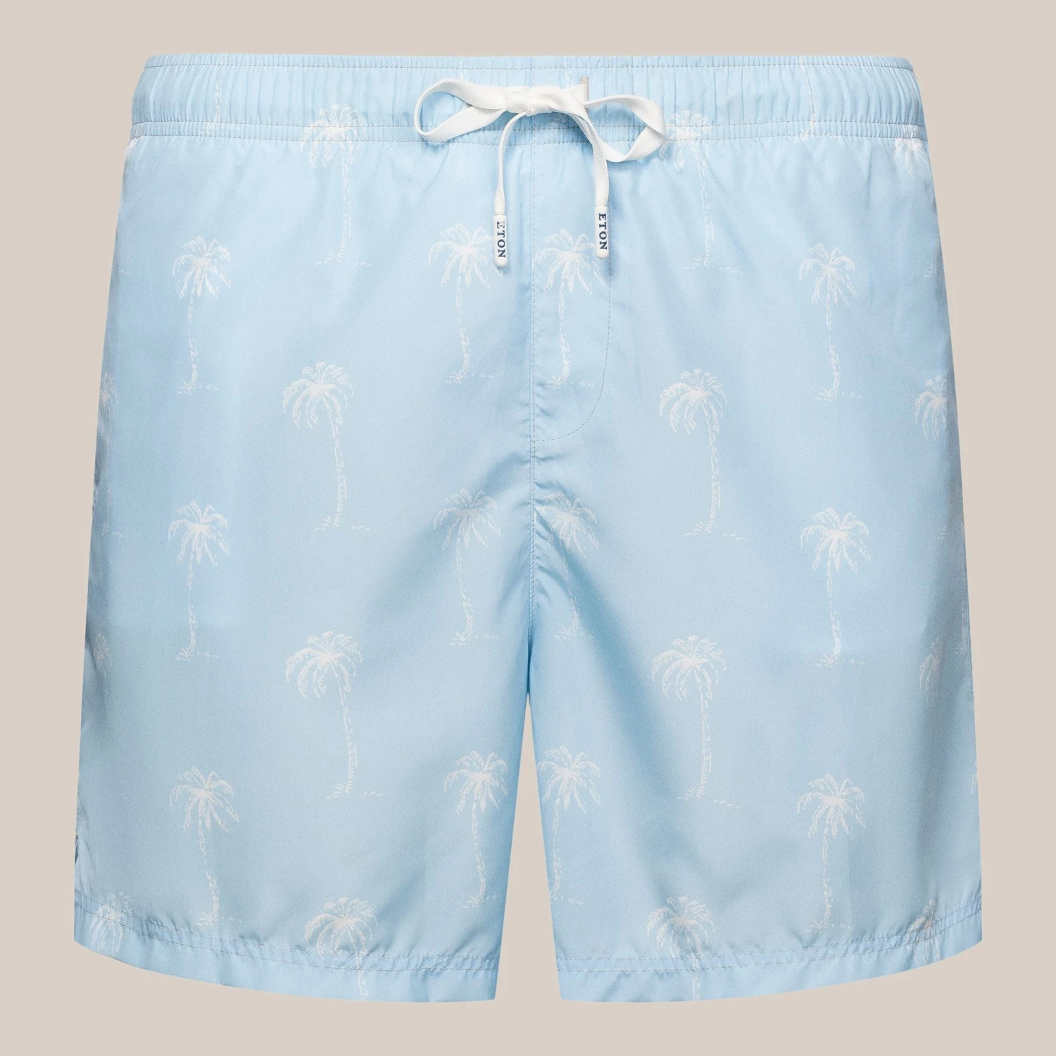Light Blue Palm Tree Motif Swim Shorts - ETON 3 Light Blue Palm Tree Motif Swim Shorts - ETON