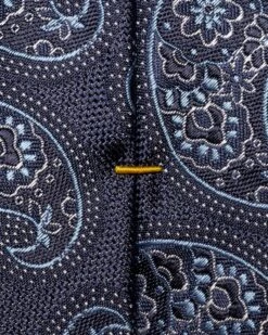 Navy Blue Paisley Woven Silk Tie - ETON 5 Navy Blue Paisley Woven Silk Tie - ETON -ETON Store 16934 ced518d224 original