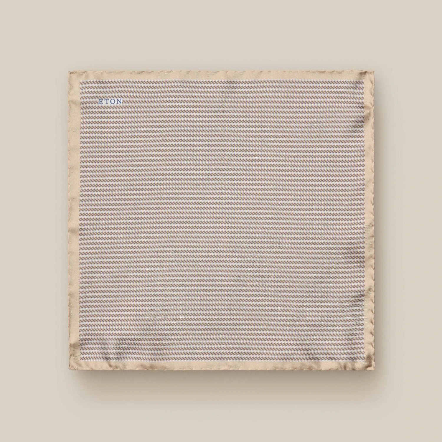 Beige Houndstooth Silk Pocket Square - ETON 4 Beige Houndstooth Silk Pocket Square - ETON - Image 2