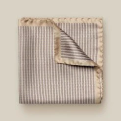Beige Houndstooth Silk Pocket Square - ETON