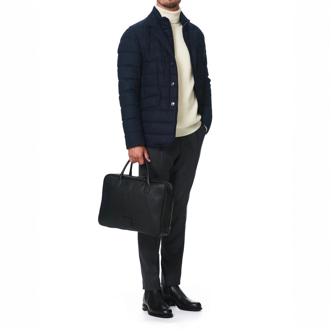 Black Full-Grain Calf Leather Briefcase - Anderson's 4 Black Full-Grain Calf Leather Briefcase - Anderson's - Image 2