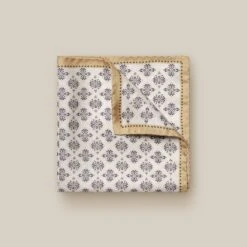 ETON White & Beige Geometric Silk Pocket Square