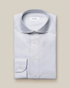 Light Gray Semi-Solid Fine Twill Slim Fit Shirt - ETON