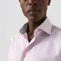 Pink Fine Striped Floral Effect Signature Twill Slim Fit Shirt - ETON -ETON Store 17270 6d6500f630 original