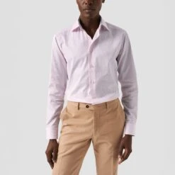 Pink Fine Striped Floral Effect Signature Twill Slim Fit Shirt - ETON -ETON Store 17270 9101dc8aee original