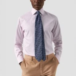 Pink Fine Striped Floral Effect Signature Twill Slim Fit Shirt - ETON -ETON Store 17270 a216e1992a original