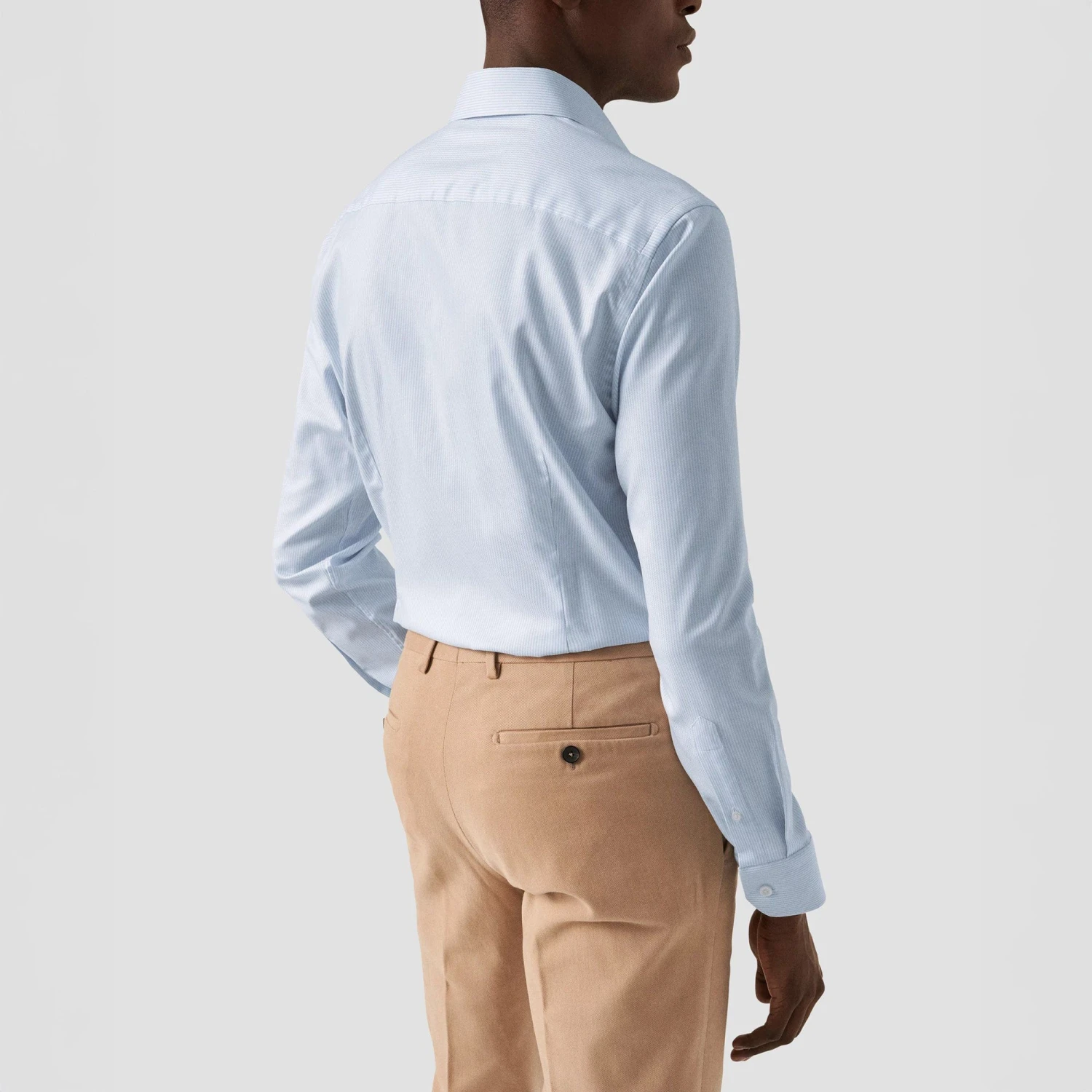 Light Blue Striped Cotton-Tencel Contemporary Fit Shirt - ETON 7 Light Blue Striped Cotton-Tencel Contemporary Fit Shirt - ETON - Image 5