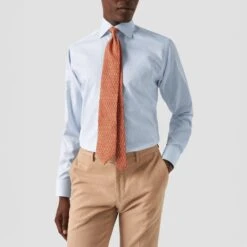 Light Blue Striped Cotton-Tencel Contemporary Fit Shirt - ETON 18 Light Blue Striped Cotton-Tencel Contemporary Fit Shirt - ETON -ETON Store 17289 4e49ce4f89 original