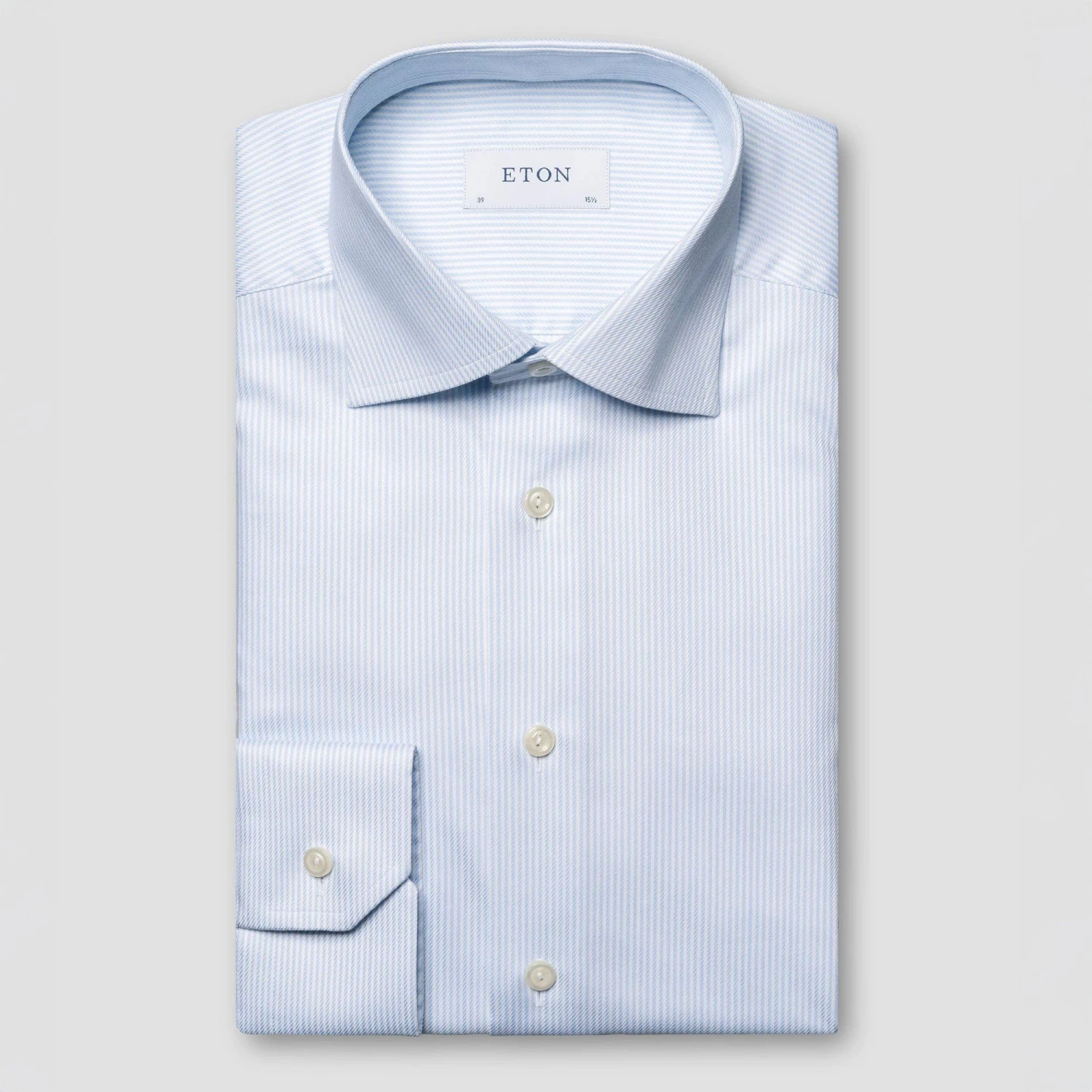 Light Blue Striped Cotton-Tencel Contemporary Fit Shirt - ETON 3 Light Blue Striped Cotton-Tencel Contemporary Fit Shirt - ETON