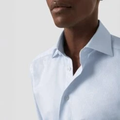 Light Blue Striped Cotton-Tencel Contemporary Fit Shirt - ETON 16 Light Blue Striped Cotton-Tencel Contemporary Fit Shirt - ETON -ETON Store 17289 9465c9864a original