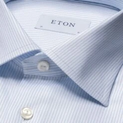Light Blue Striped Cotton-Tencel Contemporary Fit Shirt - ETON 12 Light Blue Striped Cotton-Tencel Contemporary Fit Shirt - ETON -ETON Store 17289 eedb46764e original