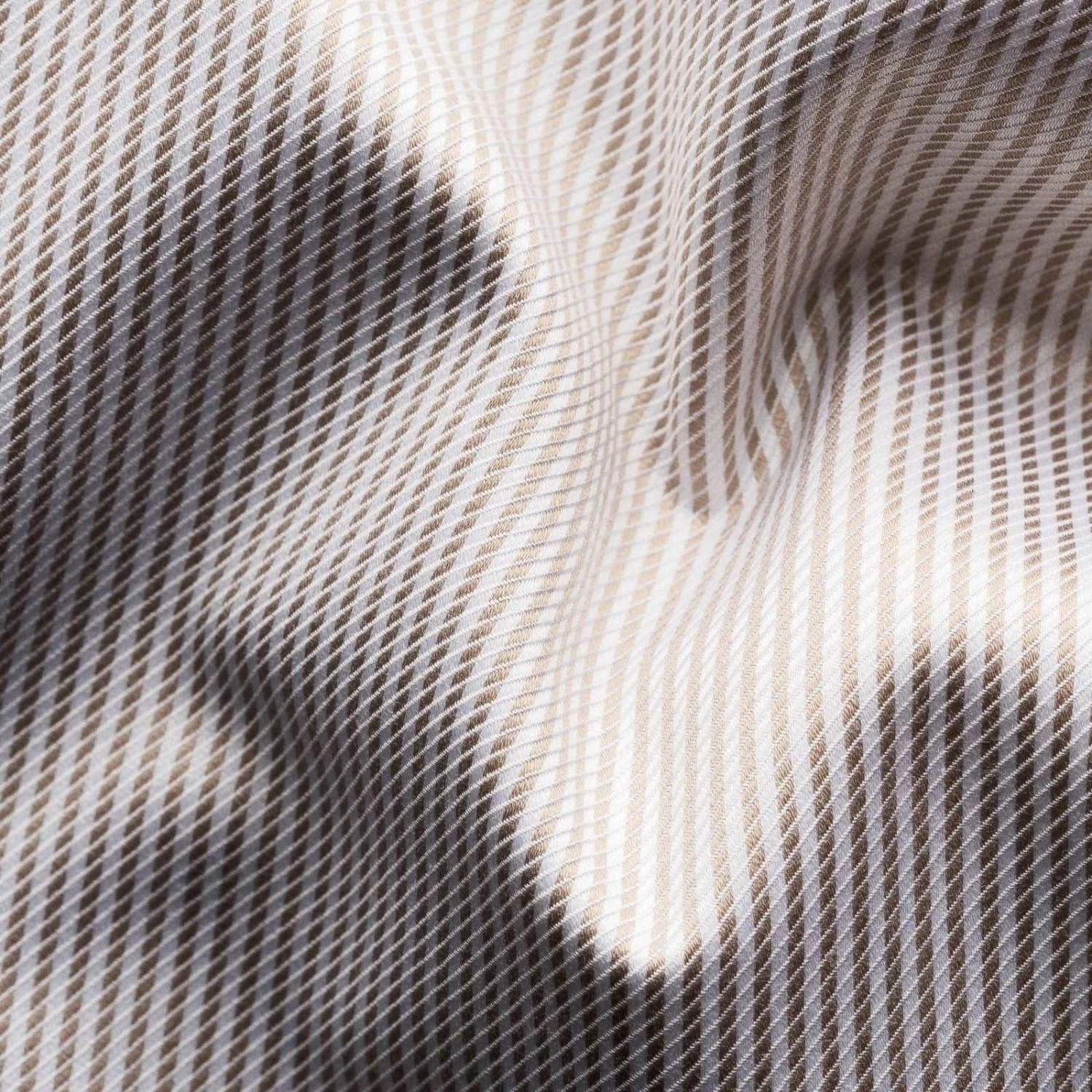 Beige Fine Striped Cotton-Tencel Slim Fit Shirt - ETON 5 Beige Fine Striped Cotton-Tencel Slim Fit Shirt - ETON - Image 3
