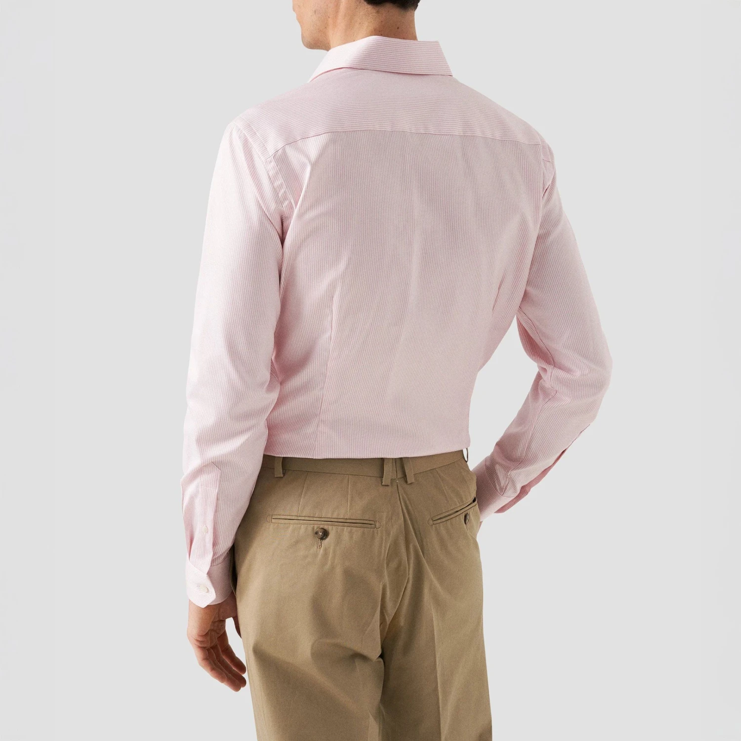 Pink Striped Cotton-Tencel Contemporary Fit Shirt - ETON 8 Pink Striped Cotton-Tencel Contemporary Fit Shirt - ETON - Image 6