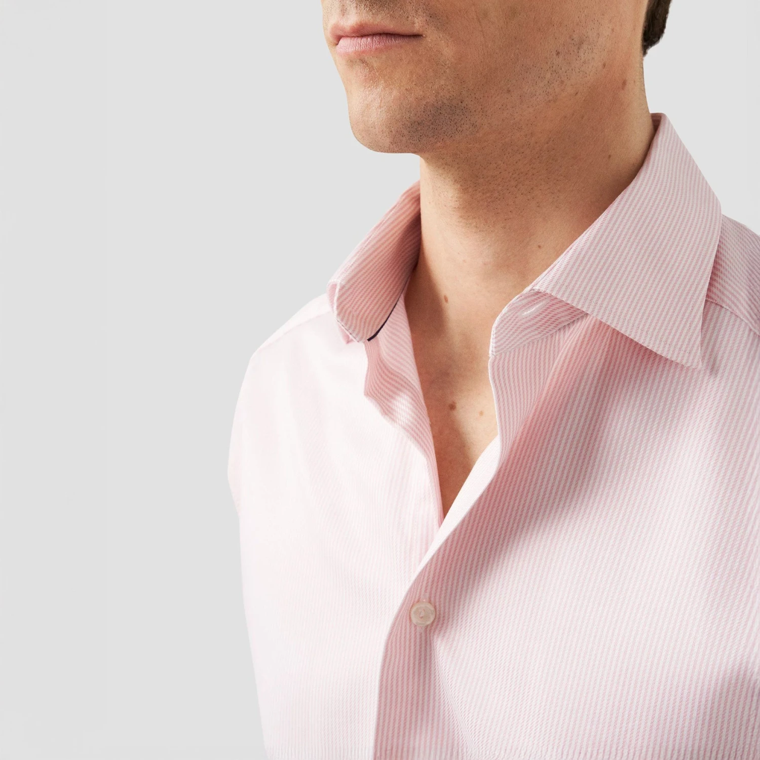 Pink Striped Cotton-Tencel Contemporary Fit Shirt - ETON 9 Pink Striped Cotton-Tencel Contemporary Fit Shirt - ETON - Image 7
