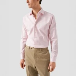Pink Striped Cotton-Tencel Contemporary Fit Shirt - ETON 16 Pink Striped Cotton-Tencel Contemporary Fit Shirt - ETON -ETON Store 17291 fcfe57c58c original