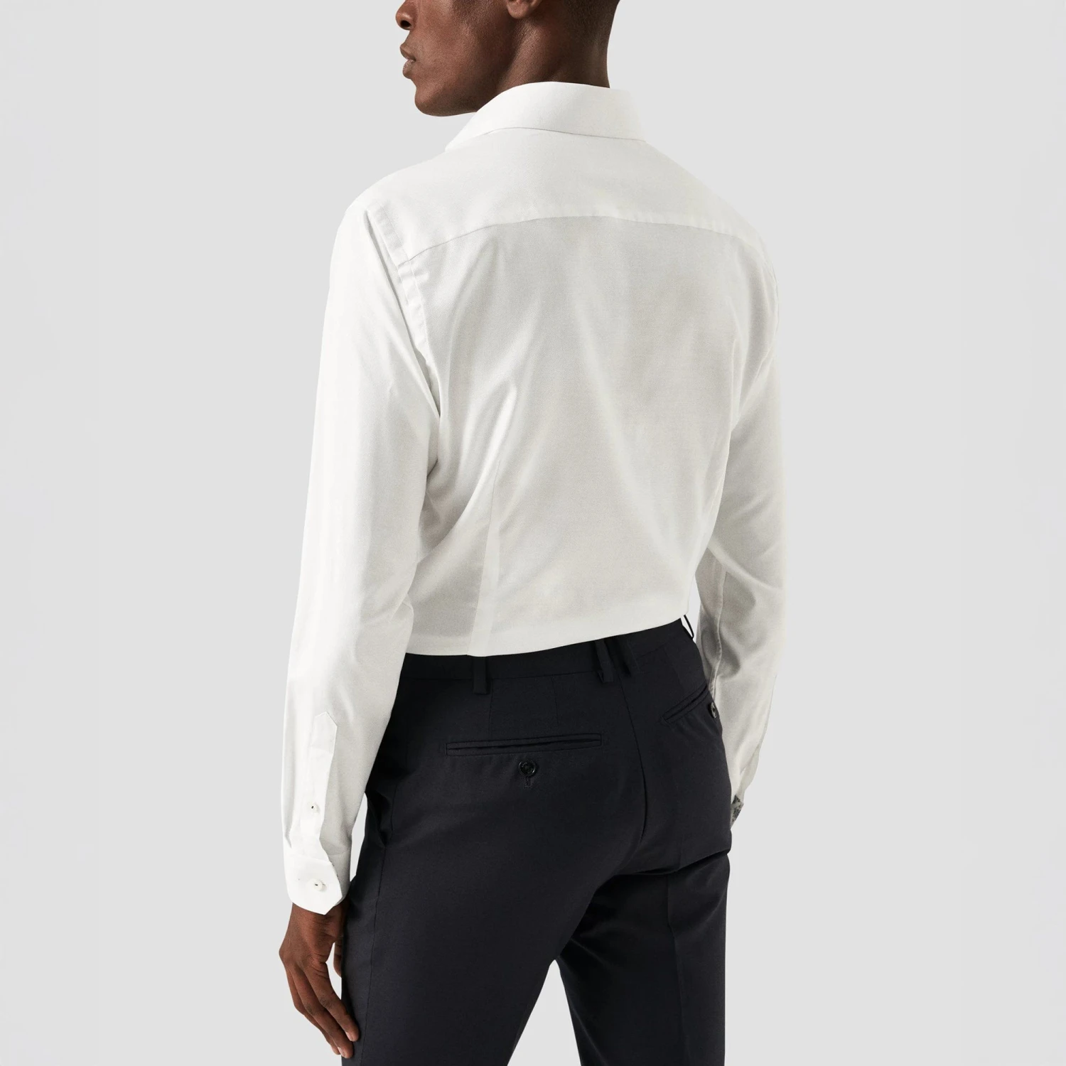 White Semi-Solid Cotton Tencel Contrast Trim Slim Fit Shirt - ETON 5 White Semi-Solid Cotton Tencel Contrast Trim Slim Fit Shirt - ETON - Image 3