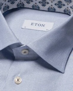 Dark Blue Semi-Solid Cotton & Tencel Slim Fit Shirt W/ Contrast Trim- ETON 6 Dark Blue Semi-Solid Cotton & Tencel Slim Fit Shirt W/ Contrast Trim- ETON -ETON Store 17300 1fcb65a1d9 original
