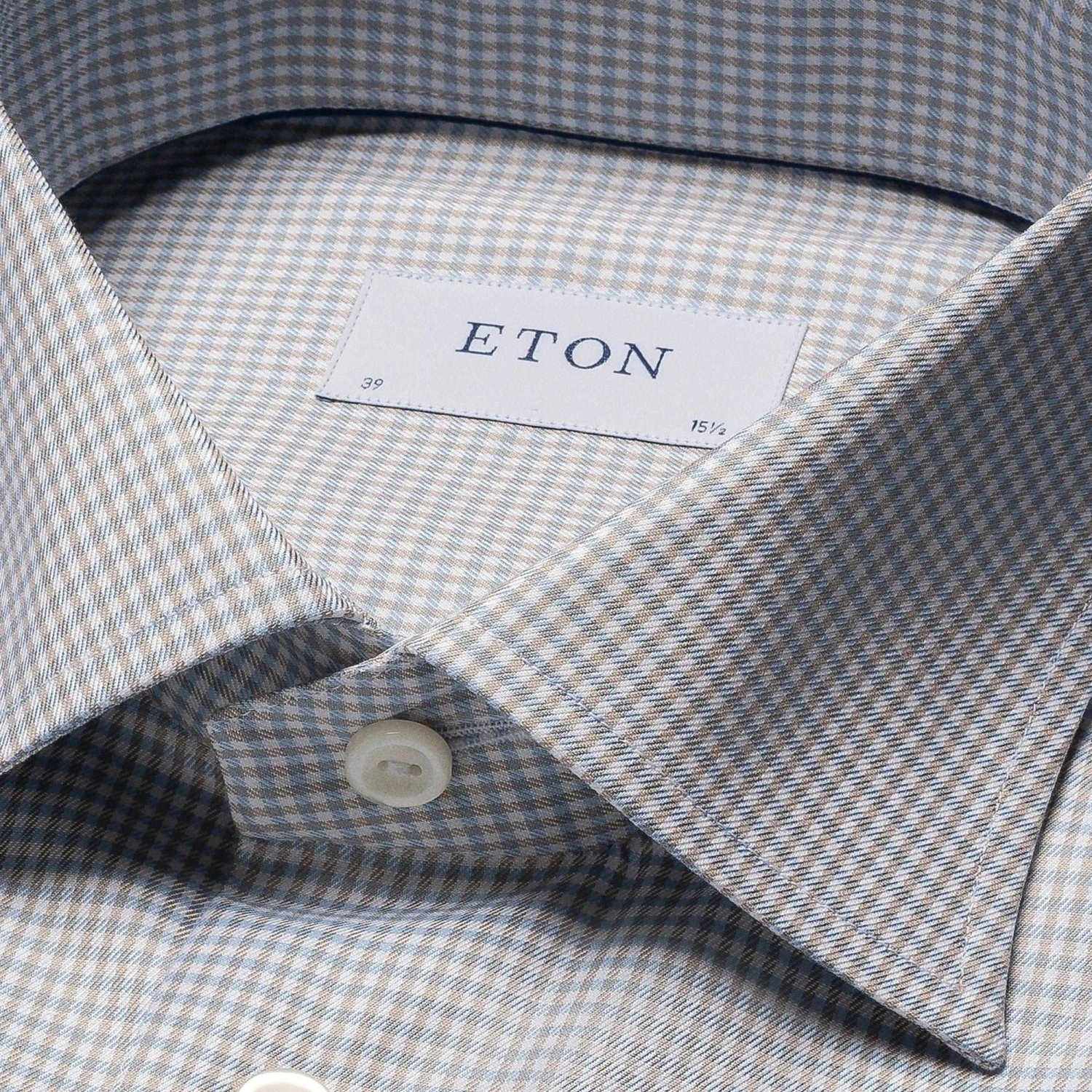 Beige Micro Check Cotton Tencel™ Lyocell Slim Fit Shirt - ETON 5 Beige Micro Check Cotton Tencel™ Lyocell Slim Fit Shirt - ETON - Image 3